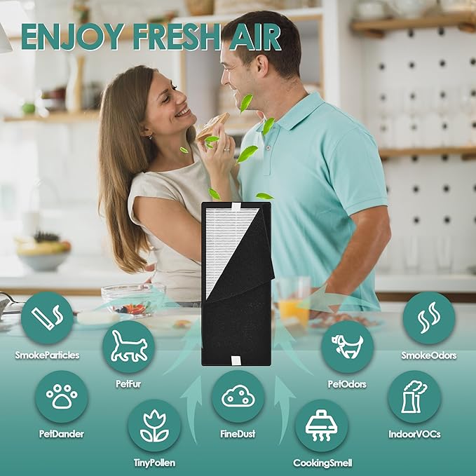 Idylis Air Purifier Replacement Filter C for Filtrete and Idylis IAP-10-200 IAP10200 [C+C] IAP-10-280 IAP10280 [C+D] Air Purifier with Idylis Air Filters IAF-H-100C, 4 HEPA & 4 Extra Carbon Pre-filter