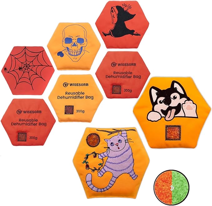 300g & 600g Rechargeable Desiccant Packs for Storage, Reusable Dehumidifier Bags for Car Gun Safe, Indicating Silica Gel Packets Visible Moisture Absorbers for Closet Basement [5 Pack]