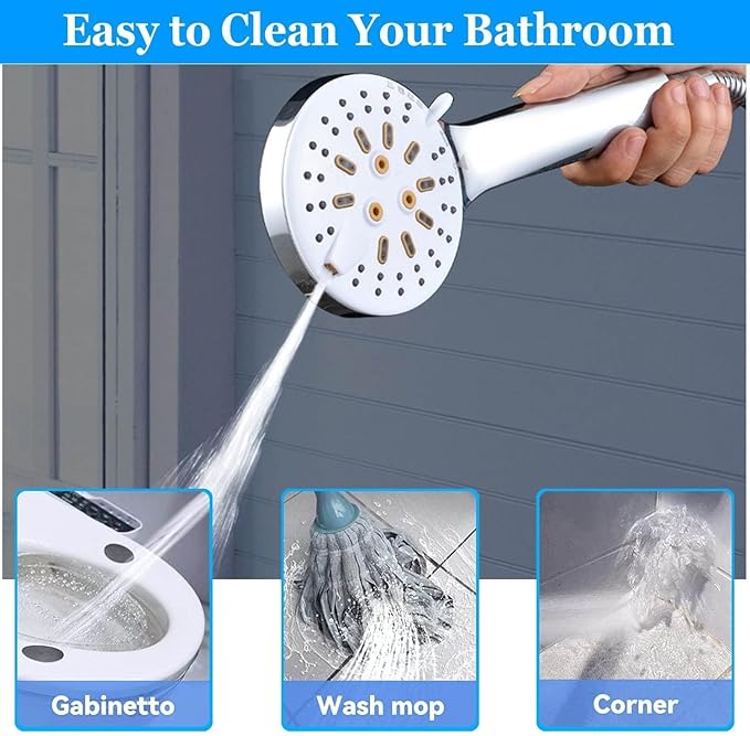 Shower Head, 10" High Pressure Rain shower head with Handheld Spray Combo, 6 Settings Handheld with 78" Anti-leak Hose, 11" Adjustable Extension Arm, Ultra Thin Water Saving, Chrome, AWAXFOLO