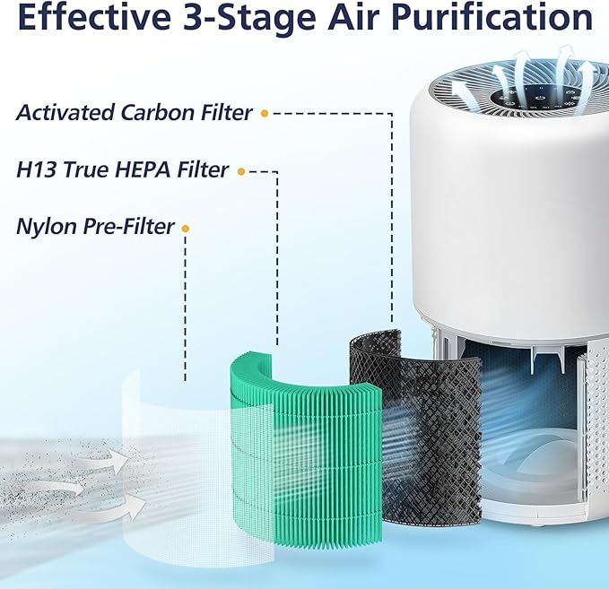 Core 300 Toxin Absorber Replacement Filter, Compatible with LEVOIT Core 300/Core 300S Air Purifier, 3-in-1 H13 Grade, True HEPA Replacement Filter, Compare to Part # Core 300-RF-TX, Green, 2 Pack