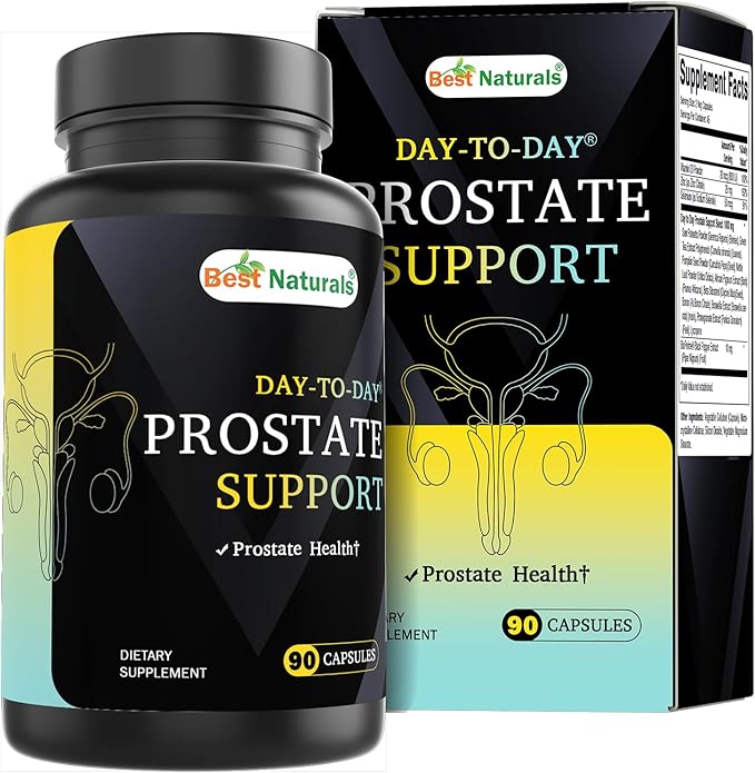 Best Naturals Day-to-Day Prostate Support Supplements 90 Veg Capsules - Made with Saw Palmetto, Green Tea, Pumpkin, Nettle, African Pygeum, & Beta Sitosterol