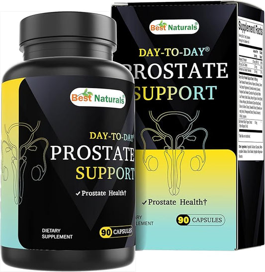 Best Naturals Day-to-Day Prostate Support Supplements 90 Veg Capsules - Made with Saw Palmetto, Green Tea, Pumpkin, Nettle, African Pygeum, & Beta Sitosterol