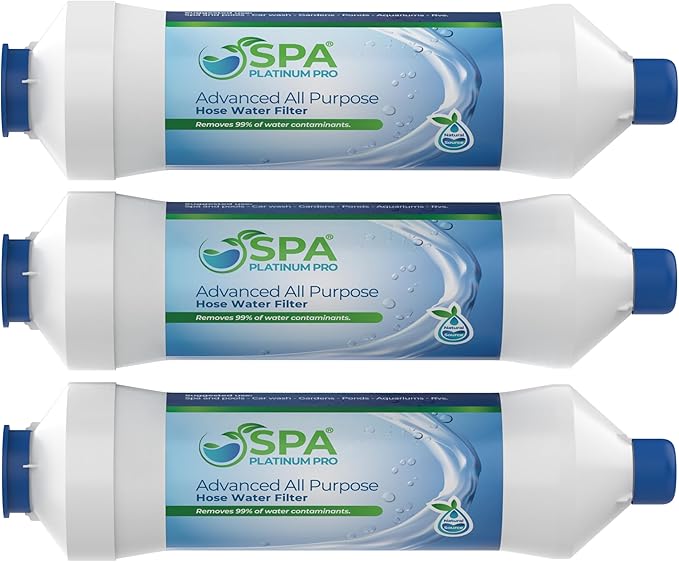 All Purpose Hose Water Filter for Pools, Spas, and RVs | Pack of 3 High Performance Water Filtration System | Filters Up to 40,000 Gallons for Clean and Safe Water Use