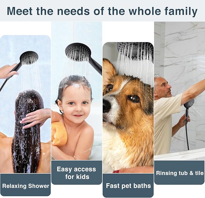 BRIGHT SHOWERS 9 Spray Settings Shower Head with Handheld High Pressure Oil-Rubbed Bronze Hand Held Showerhead with 60 Inch Stainless Steel Hose and Adjustable Overhead Bracket