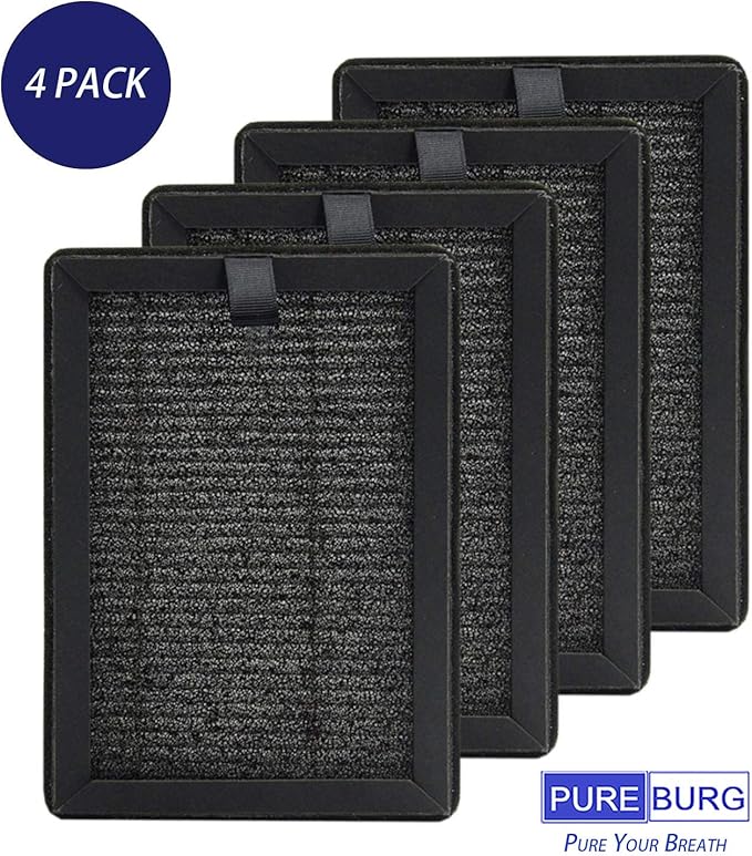 PUREBURG LV-H128-RF Replacement Filter Compatible with LEVOIT LV-H128 Air Purifier, 2-Pack(4 Filters) H13 HEPA 4-Stage Filtration Activated Carbon 2-IN-1