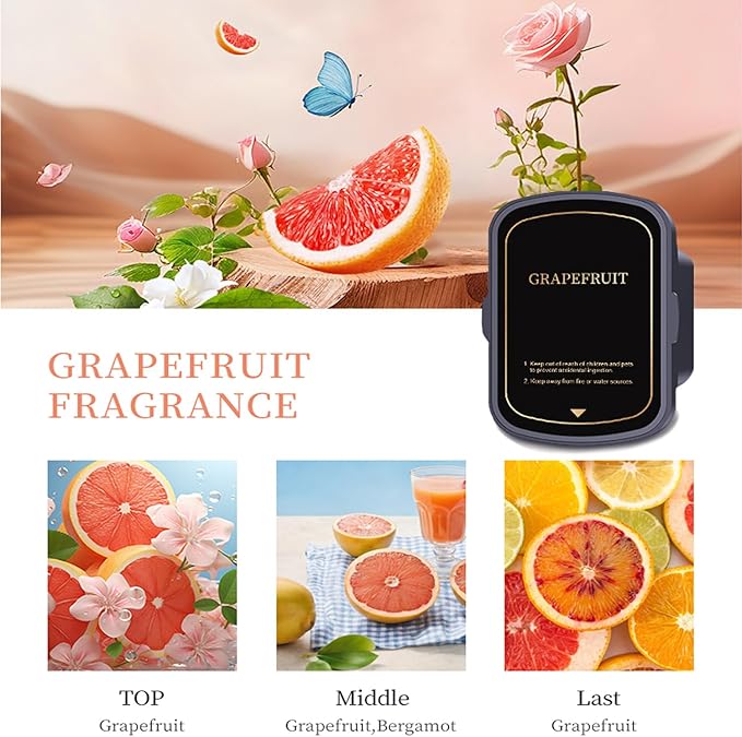 2025 Upgraded Smart Car Air Freshener 583,Car Diffuser Pro,Ultrasonic Atomizer,Auto On/Off, Adjustable Modes,8 Ambient Lights,Long-lasting Premium Scents(Grapefruit)