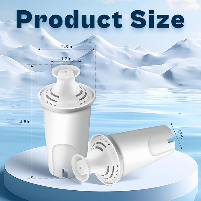 Replacement for Brita Water Filter Pitchers Dispensers, Classic 35557, Ob03, Mavea 107007- BPA-Free, Reduce Tds - 6 Filters for Pitchers- by TOMOON