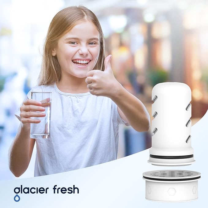 GLACIER FRESH Water Pitcher Filter Replacement for LS Home Dispenser and Pitcher Systems, Reduces Chlorine Taste and Odor, 1 Membrane Micro and 2 Activated Carbon + Ion Exchange