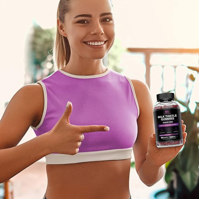 Milk Thistle Gummies | Sugar-Free Milk Thistle Extract 1000mg for Liver Detox & Antioxidant Support | Vegan, Gluten-Free| 45-Day Supply, Natural Berry Flavor, Made in USA (90 Count)