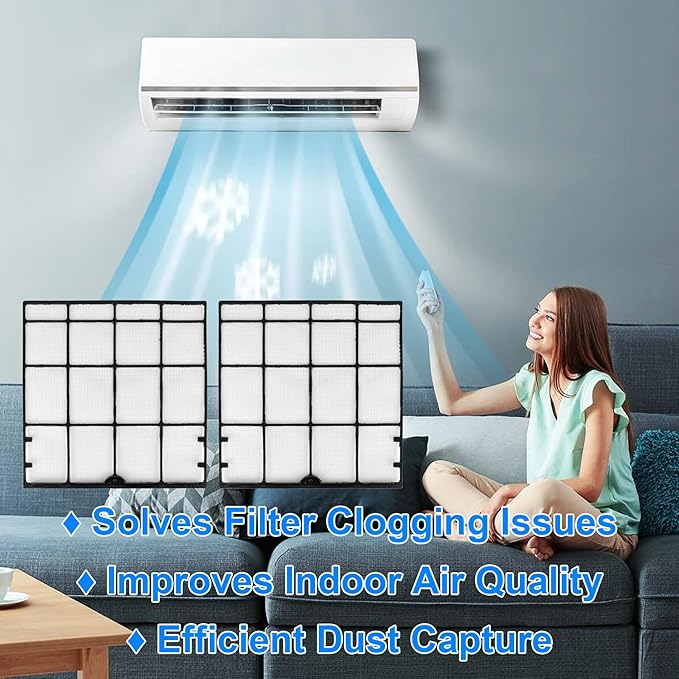 2Pcs 4007597 Mini Split Air Filter Replacement for Daikin Mini Split Units CTKS20KVMA, CTXS07LVJU, CTXS07WVJU9, 12.4'' * 11.8''