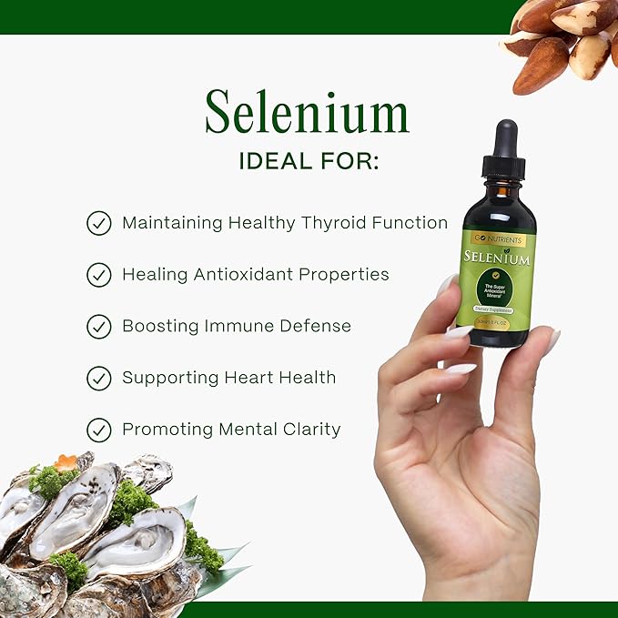 Go Nutrients Selenium Liquid Drops – 200mcg Selenomethionine for Men & Women – Pure Thyroid Support Supplement – High Absorption Tincture – for Immune & Antioxidant Health, & Energy Support, 1 oz