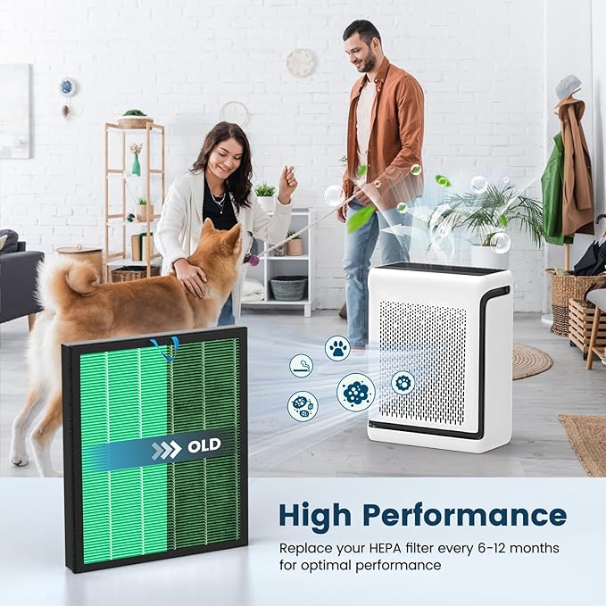 Vital 100S Replacement Filter for LEVOIT Vital 100S and Vital 100S-P Air Purifier, H13 Ture HEPA and Activated Carbon Vital 100S-P Filters, Vital 100S-RF-TX, 2 Pack Green