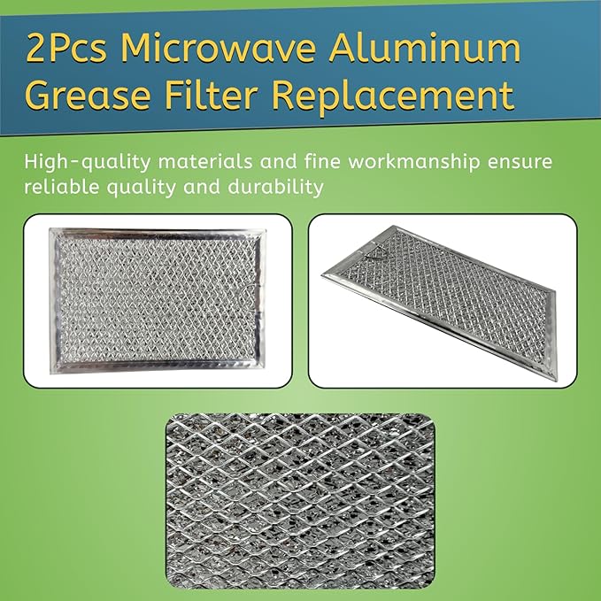 2Pcs Microwave Aluminum Grease Filter Replacement Fit for JVM6175EK5ES JVM6172SK5SS JVM6175SK5SS JVM6175YK5FS Oven Grease Filters Parts Silver