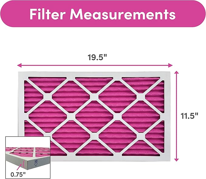 12x20x1 Air Filter by Colorfil | Color Changing Filters for Cat and Dog Odor | MERV 8 Furnace AC Filter for Pet Hair and Dust | 11.5"x19.5"x0.75" Exact Size | Pack of 4