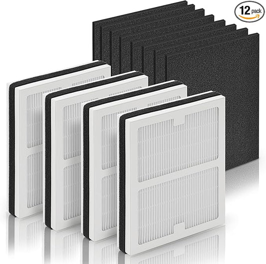Idylis Air Purifier Replacement Filter B for Idylis Air Purifier IAP-10-050 IAP-10-125 IAP-10-150 AC-2125 AC-2126 IAPC-40-140 and Filtrete with Idylis Filters IAF-H-100B, 4 HEPA & 8 Carbon Pre-filter