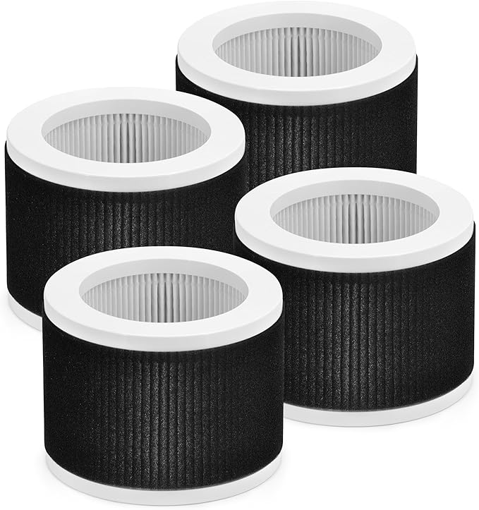 EPI810 Filter Replacement Compatible with Mooka Air Filter Replacement for Mooka Air Purifiers and Koios MEGAWISE Air Purifier with 3-Stage True High-Efficiency and Activated Carbon Filter, 4-Pack