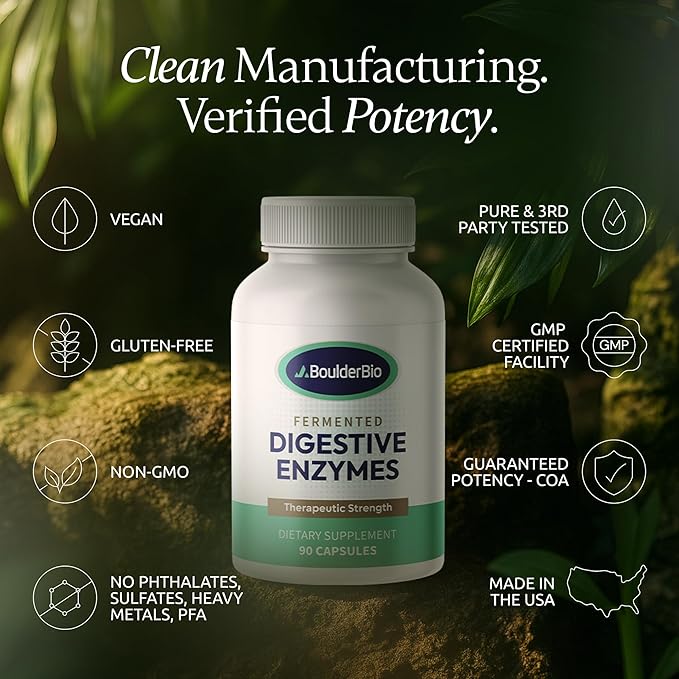 Digestive Enzymes | 40,000 USP Lipase - Prescription Strength Pancreatic Enzyme Replacement Formula for Fat Digestion, Gut Health & Nutrient Absorption - Fermented, Vegan, High Potency