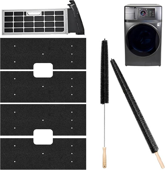 2025 New WH01X35719 Lint Filter, 4Pcs GE Washer Dryer Combo with dryer vent brush, Dryer Lint Filter Replacement, Hand Washable and Reusable,Models: PFQ97HSPVDS