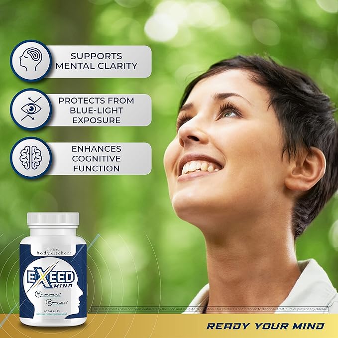 Body Kitchen EXEED Mind Crafted Supports Mental Clarity, Cognitive Function, with Memophenol, Lutemax 20/20, InnovaTea, Veggie Caps, 60 Count