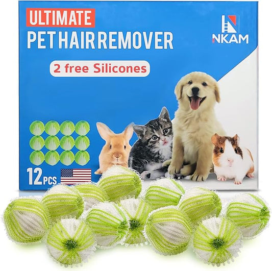 Pet Hair Remover for Laundry - 12Pcs New Upgrade Laundry Pet Hair Catcher Balls - Reusable Dryer Balls for Pet Hair, Lint Catcher for Washing Machine, Dog and Cat Lint Remover for Clothes