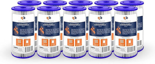 Aquaboon 5 Micron Pleated Sediment Water Filter 10 x 4.5 Cartridge - Whole House Water Filter Replacement - Whole House Water Filters Cartridges Compatible with Well Filters FXHSC, R50-BBSA, 10-Pack