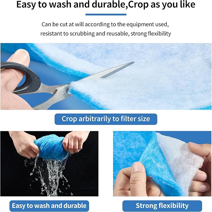 12" x 78" Aquarium Filter Sponge Fish Tank Pond Filter Media Filters Pad for Fish Tank,Filter Freshwater, Saltwater Aquariums, Reusable Fish Pond Filter Material, 0.78" Thick,Blue