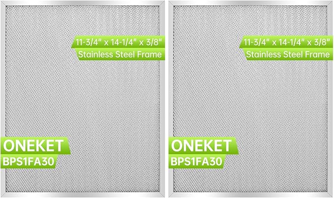 2 Pack 304 stainless steel edges Range Hood Filter BPS1FA30 11-3/4" x 14-1/4" x 3/8" - Exact Fit Bro.an QS1 30" Nu.tone WS1 QS2 Range Hood Replaces 99010299 BPS2FA30 99010305 AP3378953 by oneket