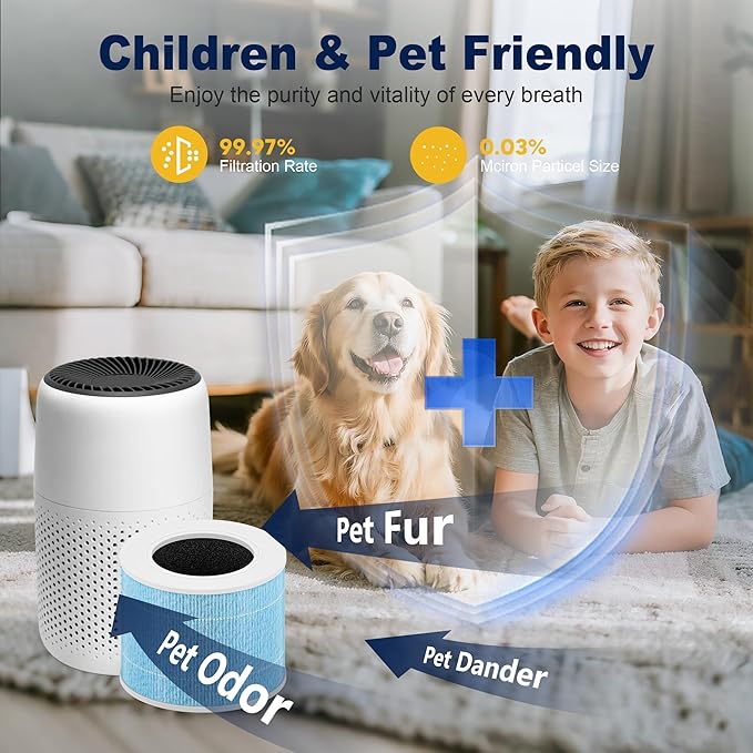 Core Mini Smoke Remover Replacement Filter for LEVOIT Core Mini and Core Mini-P Air Purifier, 3-in-1 H13 Grade True HEPA and Activated Carbon, Core Mini-RF-SR, 2 Filter & 10 Fragrance Sponge, Blue