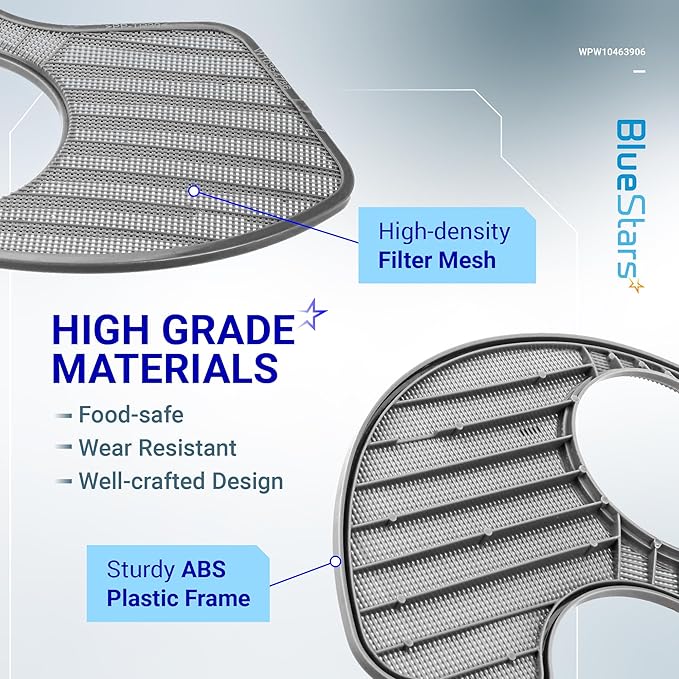 BlueStars WPW10463906 Dishwasher Screen Filter - Compatible with KitchenAid Maytag Whirlpool Jenn-Air Kenmore Amana Dishwashers - Replaces W10463906, WPW10195360, 2312301, PS11755148, AP6021820
