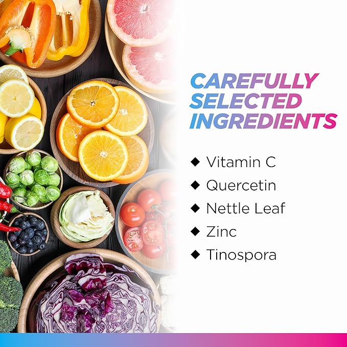 Livingood Daily Allergen Support, Natural Allergy Supplement with Vitamin C, Quercetin, Nettle Leaf, Zinc, Bromelain & Tinospora, Non GMO, Vegan, Immune Support Formula, 120 Vegetarian Capsules