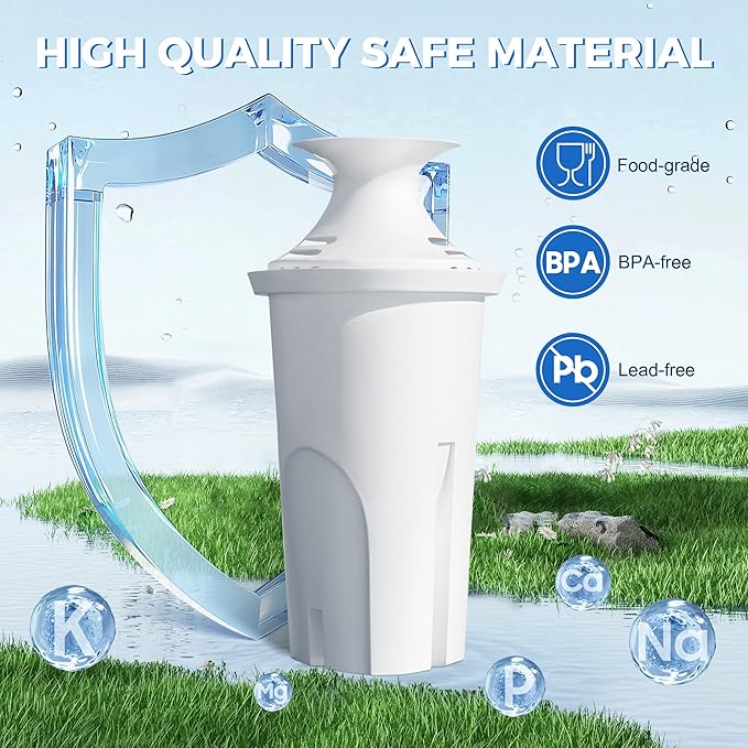 Water Filter Replacement Compatible with Brita Water Pitchers and Dispensers, by DESENRUIS for Classic 35557, OB03, Mavea 107007, Reduce Chlorine and Bad Taste, BPA free, Pack of 6
