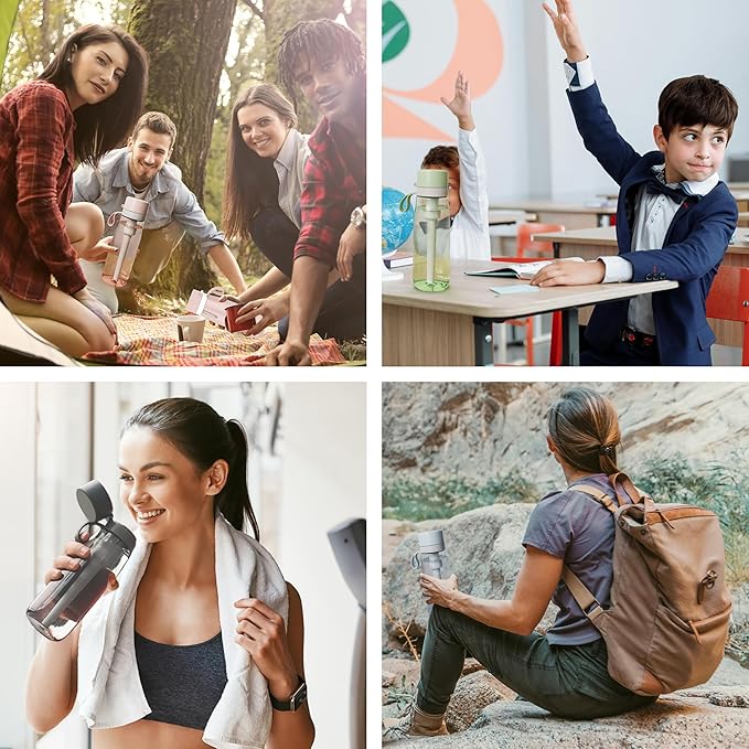 PHILIPS Filtered Water Bottle, BPA-Free Tritan Plastic Water Bottles, Replaces 450 Plastic Water Bottle with Reusable GoZero Everyday Water Filter, Portable Filtering Bottle for Travel, 22 oz, Blue