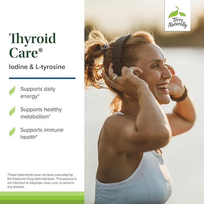 Terry Naturally Thyroid Care - Immune Health & Energy Support Formula - Nutritional Supplement with Iodine for Thyroid Health Support - Wellness Supplement with L-Tyrosine - 120 Capsules (Pack of 2)