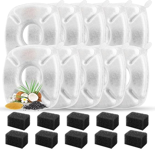 20 Pcs Cat Water Fountain Replacement Filters-10 Pack Water Fountain Filters 10 Pack Pre-Filter Sponges, pet fountain replacement filters Fit for 95oz/2.8L Cat Pet Fountain