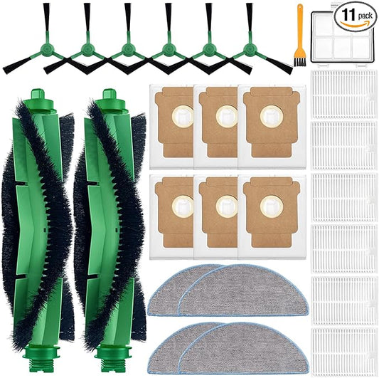 Replacement Parts Accessories Compatible with iRobot Roomba 104,105 Vac/Combo,Q052 Vac/Combo Q0520 105 Essential Vacuum Cleaner,2 Roller Brushes 6 Filters 1 Pre-Filter 4 Mop Pads 6 Side Brushes 6 Bags