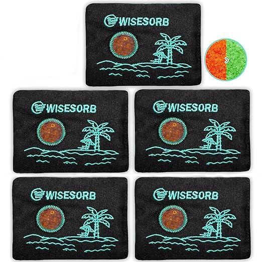 100g x 5pcs Rechargeable Desiccant Packs, Reusable Car Dehumidifier Bags Color Indicating Silica Gel Packets Moisture Absorbers for Storage Bins, Suitcase, Safe, 3D Filaments, Electronics