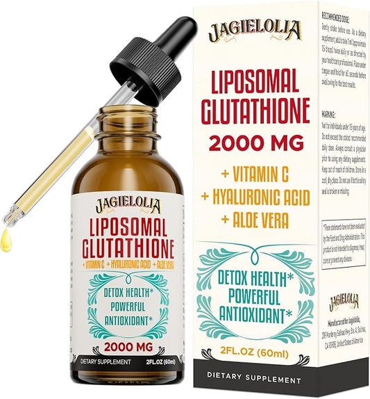 Liposomal Glutathione Liquid 2000MG – Antioxidant Detox Supplement for Women & Men, Aging Defense, Liver Function & Energy, with Hyaluronic Acid + Aloe Vera + Vitamin C, Natural & Vegan, 2 FL.OZ
