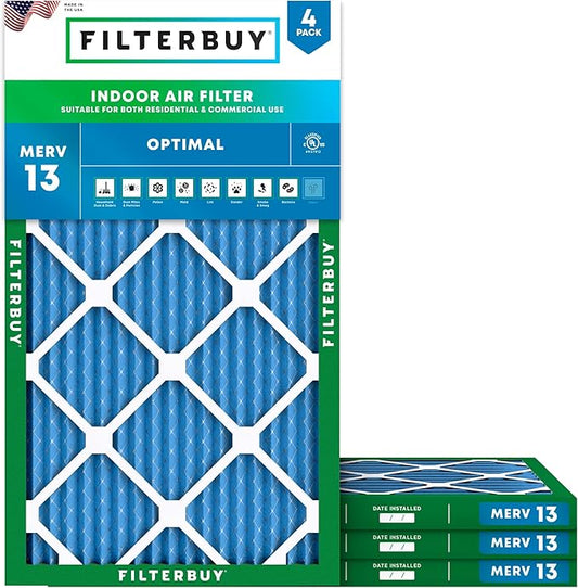 Filterbuy 8x30x1 Air Filter MERV 13 (MPR 1900) Health Defense Replacement (4-Pack), Electrostatic Pleated HVAC AC Furnace Filters, Made in USA (Actual Size: 7.50 x 29.50 x 0.75)