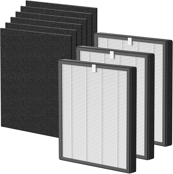 ProHEPA 9000 True HEPA Filters Replacement Compatible with VEVA ProHEPA 9000 Air Cleaner Purifier, 3 True HEPA Filters + 6 Activated Carbon Filters