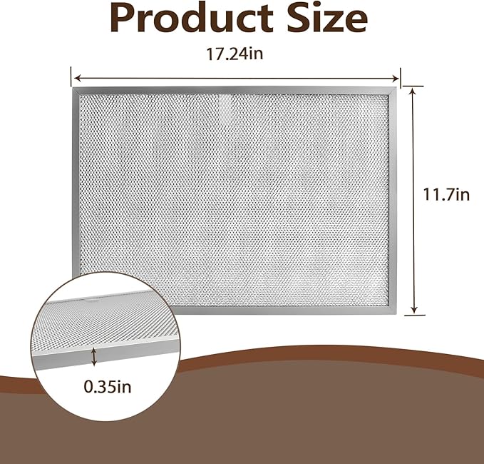 2PCS W11177751 Range Hood Grease Filter 17.24X11.7 inch Replacement W10419114 W10834041 W11176974 4547137 AP6285612 PS12348521 EAP12348521 Compatible with Whirlpool