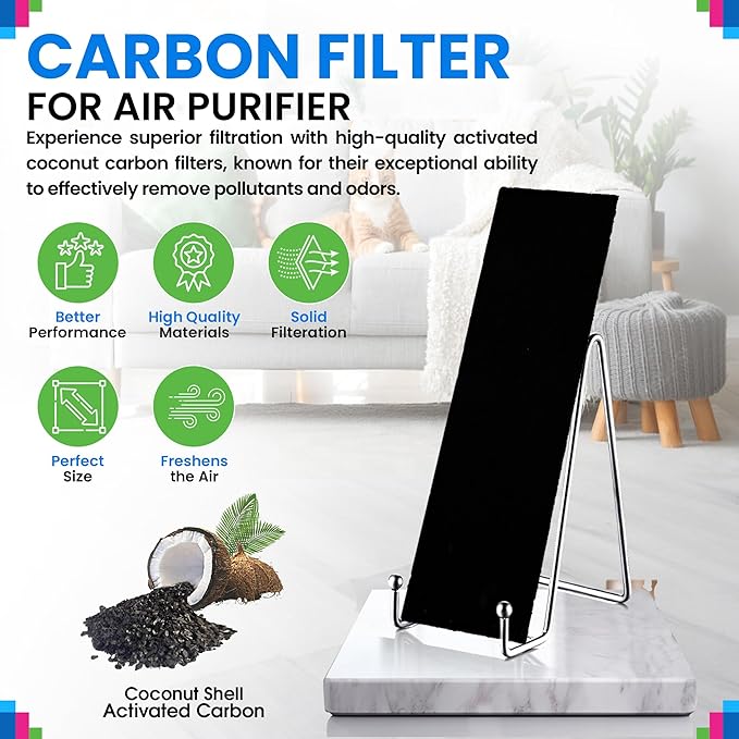 Bagean Activated Carbon Pre Filter Replacement for Air Purifier - Fits Gem Guardian FLT4825 Filter B - Compatible with GermGuardian AC4900 AC4825 AC4300 - Absorbs Odor and Freshens the Air (8-Pack)