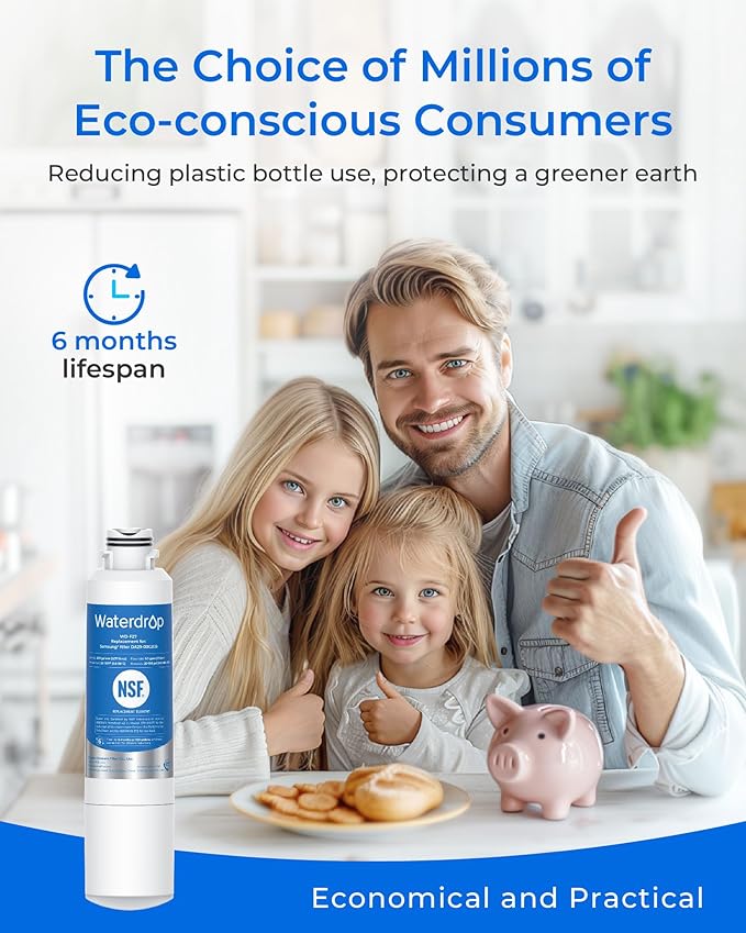 Waterdrop DA29-00020B Refrigerator Water Filter, Replacement for Samsung HAF-CIN/EXP, DA29-00020A/B, DA29-00020B-1, RF263BEAESR, RF28HMEDBSR, RF263TEAESG, RF4287HARS, 3 Filters (Package May Vary)