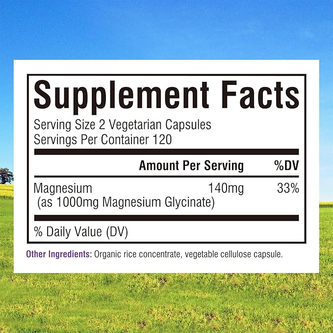 Innate Vitality Magnesium Glycinate 1000mg Per Serving | 140mg Elemental Magnesium Supplement - High Absorption, Non Buffered, Non-GMO & No Gluten - Nerve, Bone & Heart Health - 240 Caps
