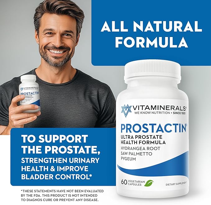 Vitaminerals® Prostactin | Prostate Support | Saw Palmetto 230mg | Pygeum | Lycopene | Pumpkin Seed & More | 60 Veggie Caps