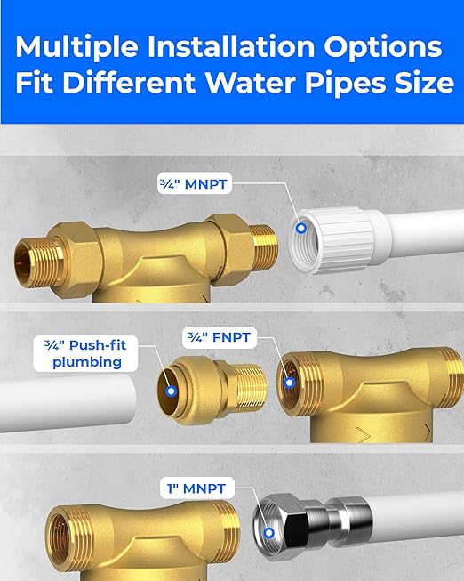 Waterdrop Spin Down Sediment Filter, Backwash Whole House Water Filter System for Well Water, 40-50 Micron, 1" MNPT + 3/4" FNPT + 3/4" MNPT, Traps Sand, BPA Free, WD-RPFK