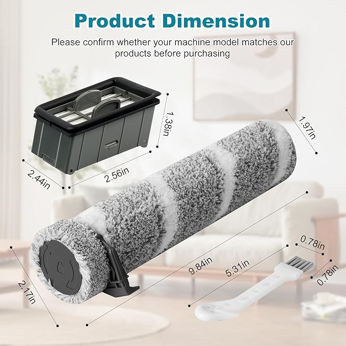 3930F 3933 3930 Brush Roll Filter Replacement Kit for Bissell CrossWave OmniForce Edge Cordless Multi-Surface Hard Floor Cleaner Wet Dry Vacuum, 2 HEPA Filters, 4 ZeroGap Brush Roll, 1 Cleaning brush