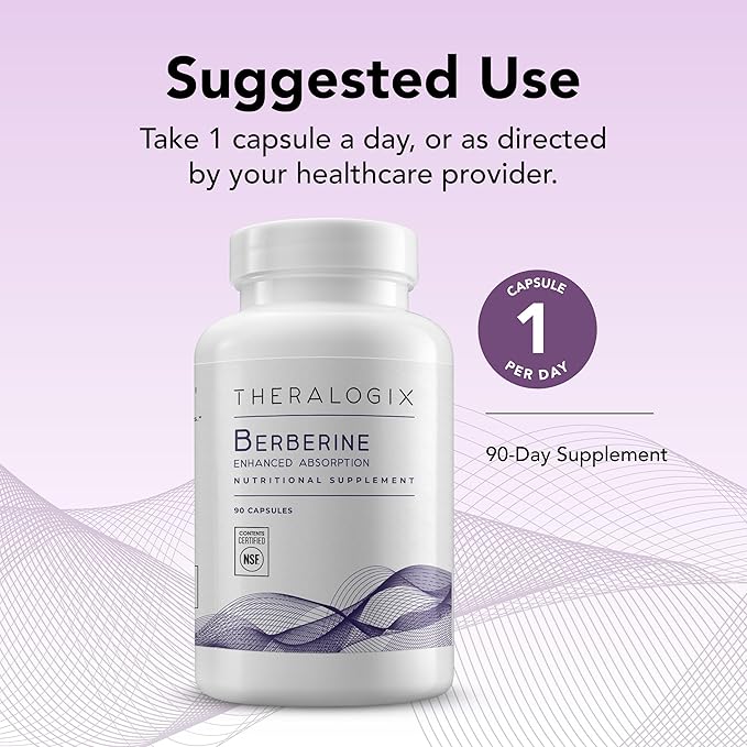 Theralogix Berberine Enhanced Absorption - 90-Day Supply - Made with Berberine Phytosome to Help Support Healthy Metabolism & Hormone Balance* - NSF Certified - 90 Capsules