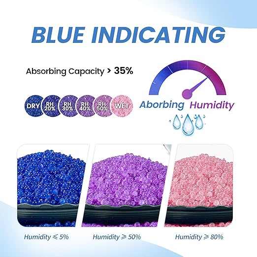 100g Reusable Silica Gel Desiccant Packs, Rechargeable Dehumidifier Moisture Absorbers with Color Indicator for Bins, Gun Safes, Suitcases, 3D Printing Filaments, Electronics, Cars [3 Pack]