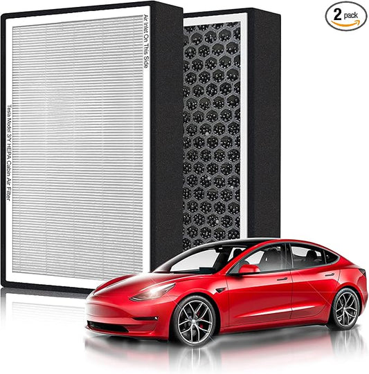 HEPA Air Filter for Tesla Model Y Model 3 Juniper Highland 2016-2025 2026 Cabin Air Filter with Activated Carbon, HEPA Filter Replacement Accessories (2 Pack)