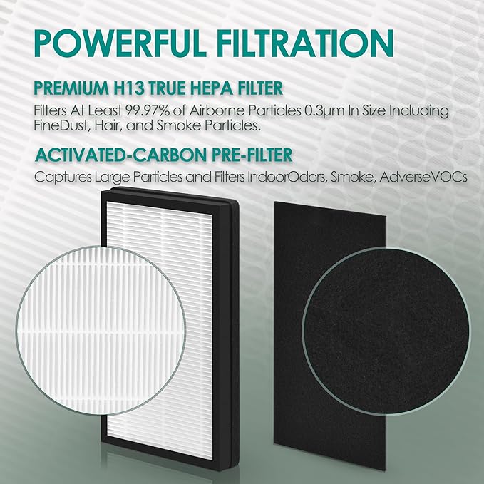 Idylis Air Purifier Replacement Filter C for Filtrete and Idylis IAP-10-200 IAP10200 [C+C] IAP-10-280 IAP10280 [C+D] Air Purifier with Idylis Air Filters IAF-H-100C, 2 HEPA & 2 Extra Carbon Pre-filter